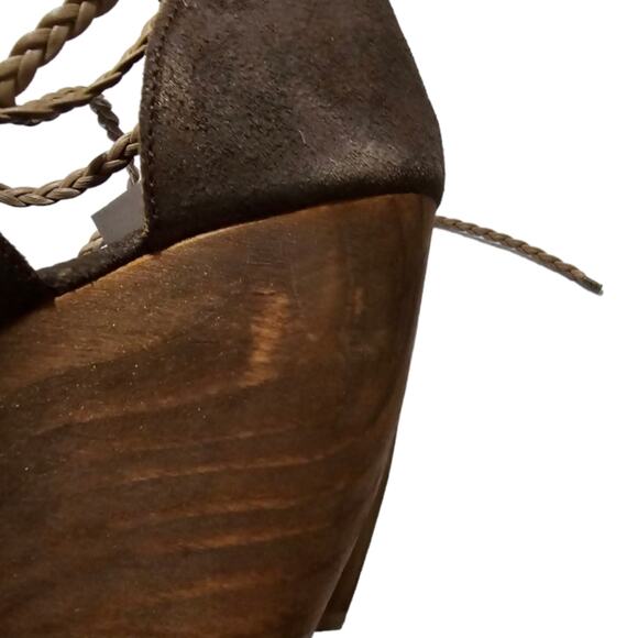 Very Volatile Platform Wooden Wedge Bronze Leather Gladiator Sandals Size 8 New! - Picture 12 of 13